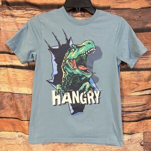 Wonder Nation Boys "Hangry" T-Rex T-Shirt Blue Dinosaur Graphic Tee L